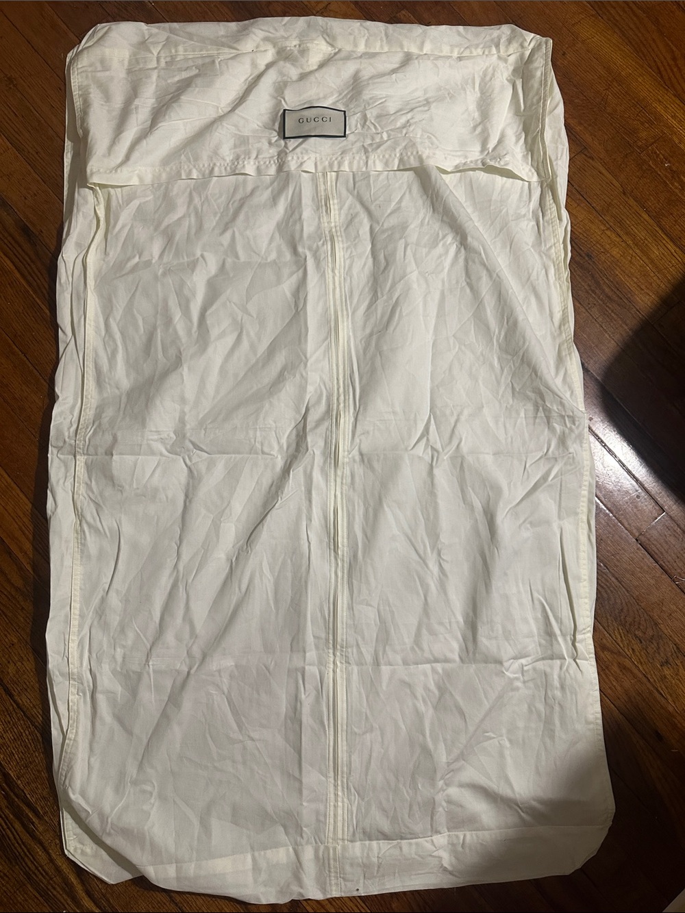 Gucci White Zippered Garment Cover with Logo Patch